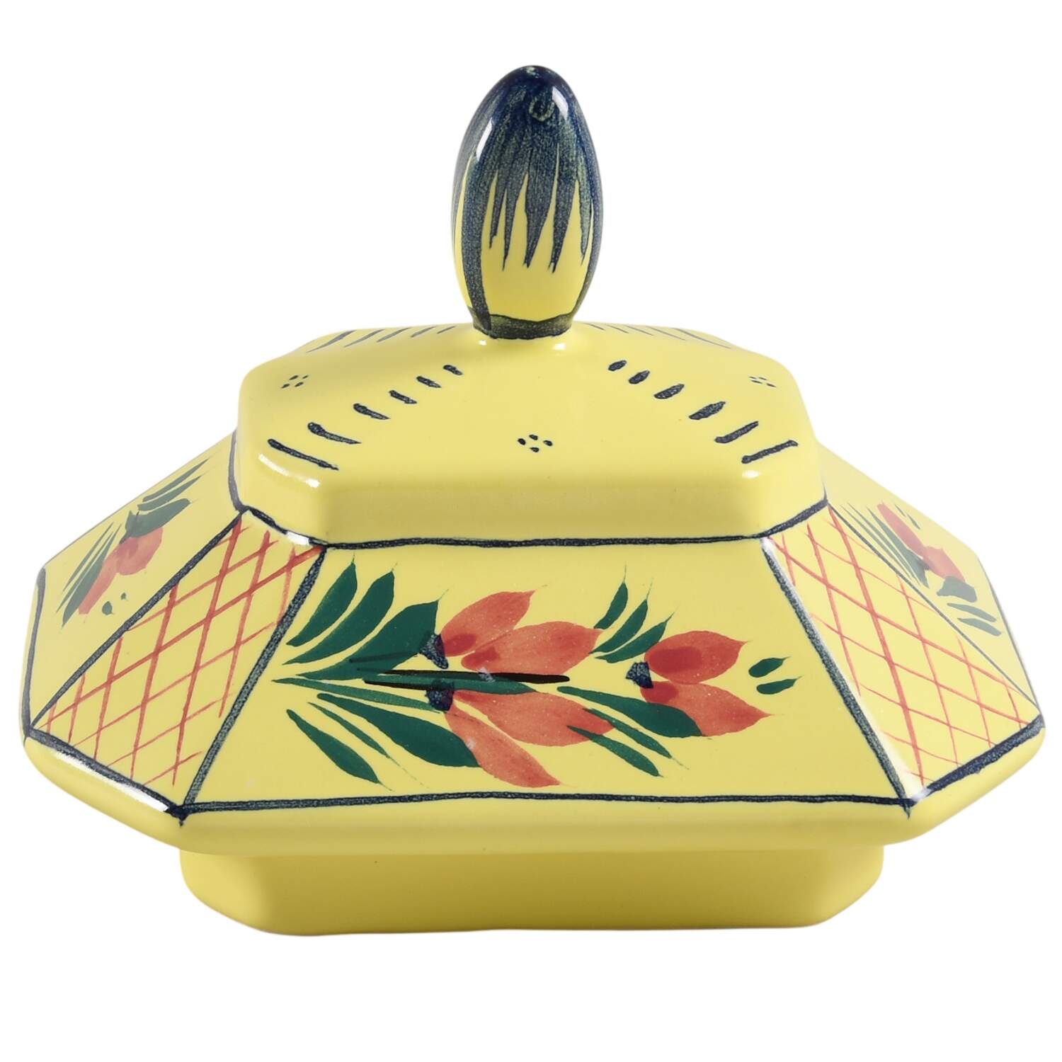 Soleil Yellow (Octagonal, Lady) Lid for Teapot by Quimper-1