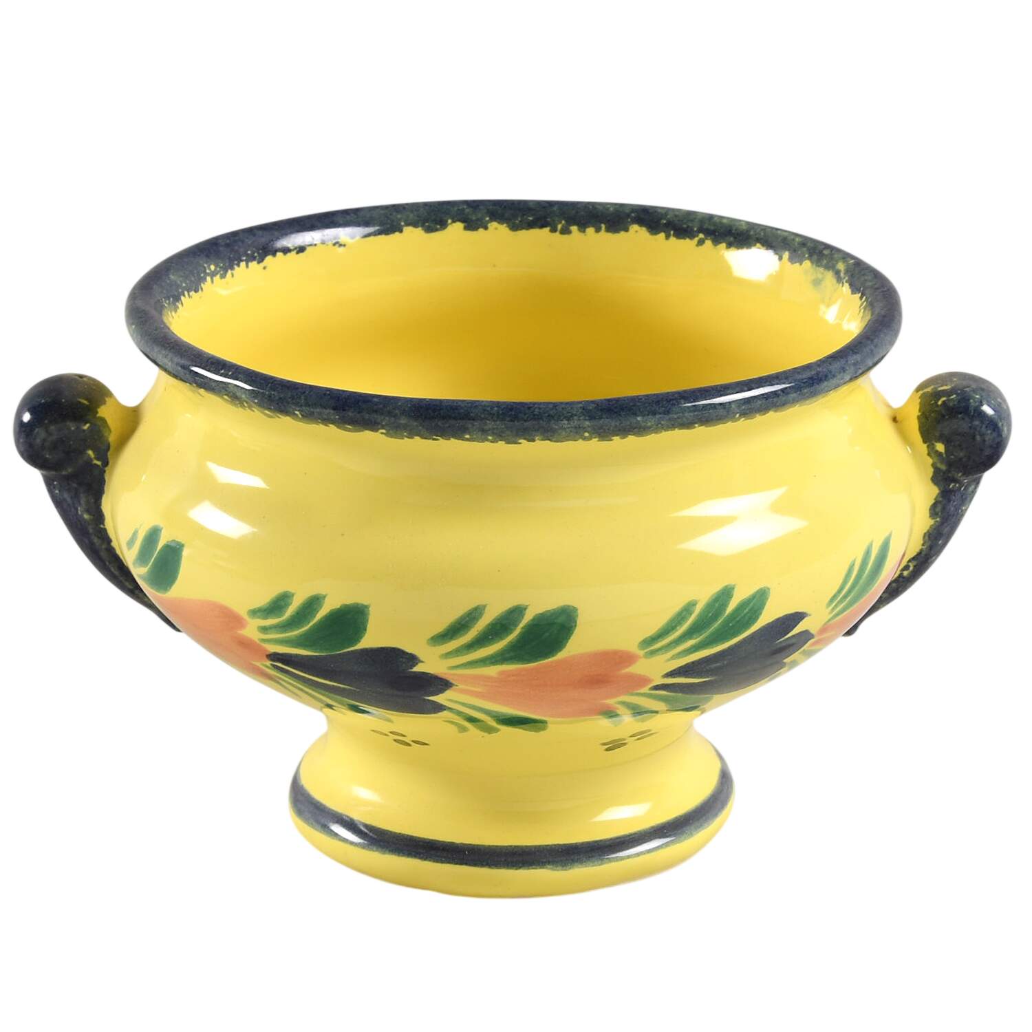 Soleil Yellow (Octagonal, Lady) Sugar Bowl/Jam/Jelly No Lid by Quimper-1