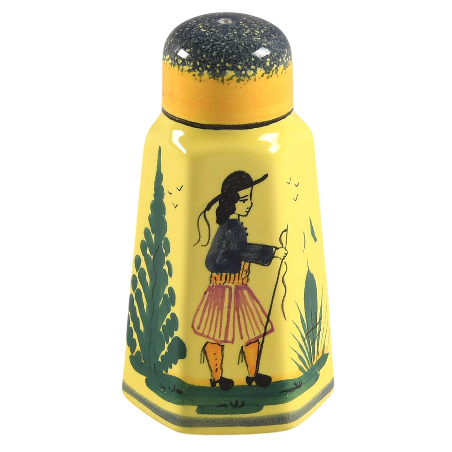 Soleil Yellow (Octagonal, Lady) Salt Shaker by Quimper-1