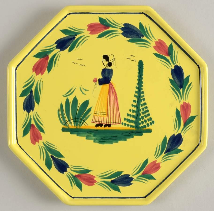 Soleil Yellow (Octagonal, Lady) Octagonal Trivet by Quimper-1