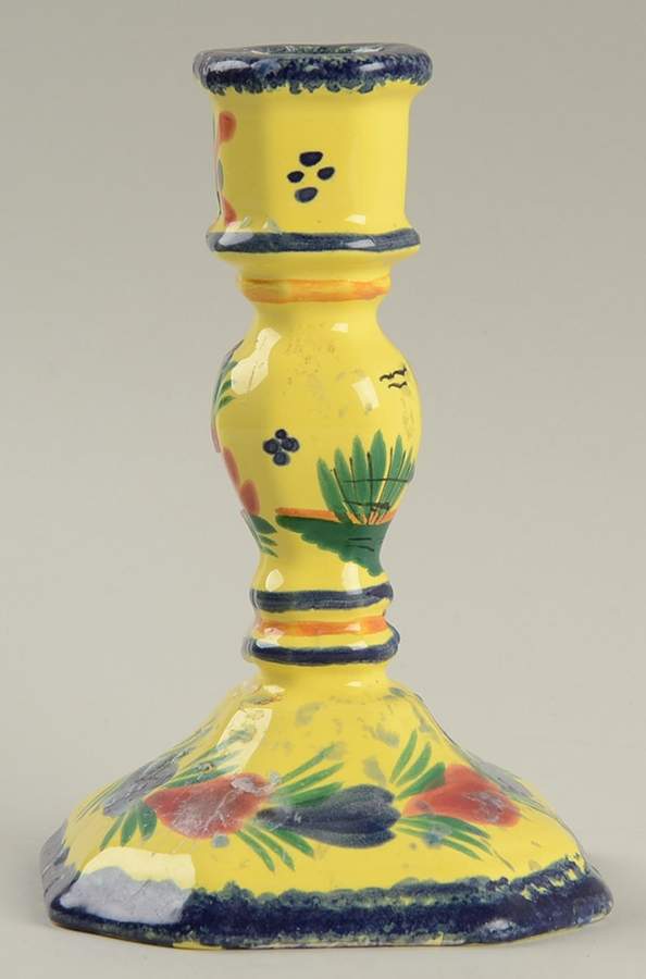Soleil Yellow (Octagonal, Lady) Single Light Candlestick by Quimper-1