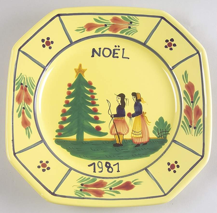 Soleil Yellow (Octagonal, Lady) 1987 Collector Plate by Quimper-1