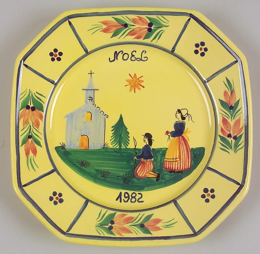 Soleil Yellow (Octagonal, Lady) 1982 Collector Plate by Quimper-1