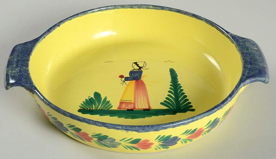 Soleil Yellow (Octagonal, Lady) 12" Round Baker by Quimper-1