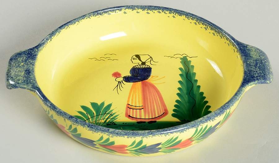 Soleil Yellow (Octagonal, Lady) 9" Round Baker by Quimper-1
