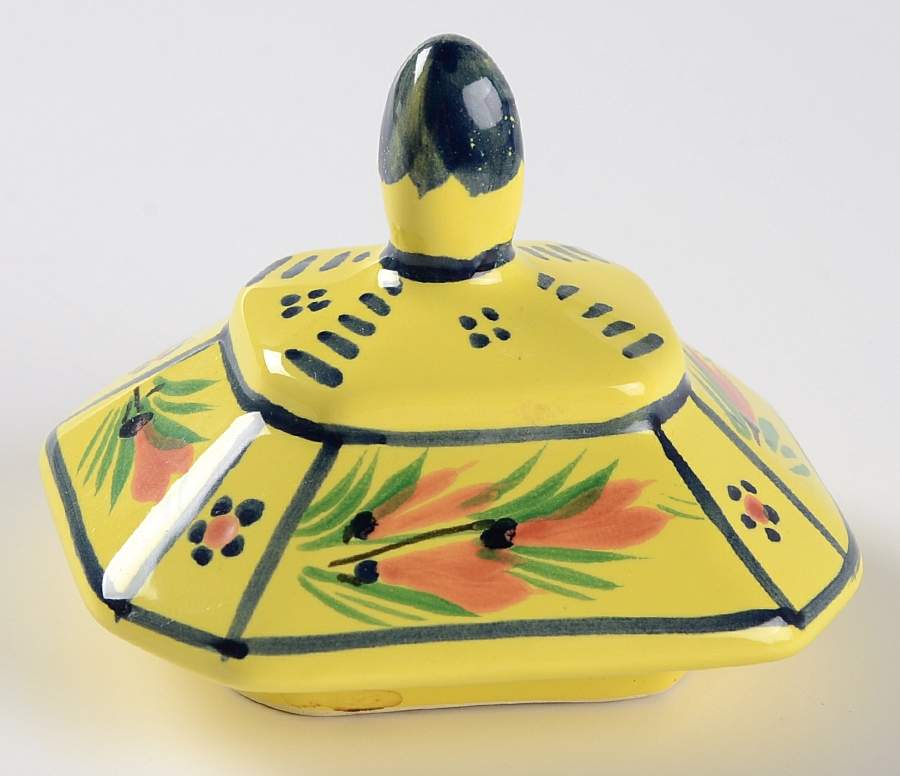 Soleil Yellow (Octagonal, Lady) Lid for Sugar Bowl by Quimper-1
