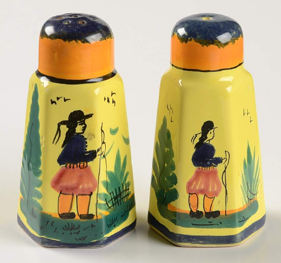 Soleil Yellow (Octagonal, Lady) Salt & Pepper Set by Quimper-1