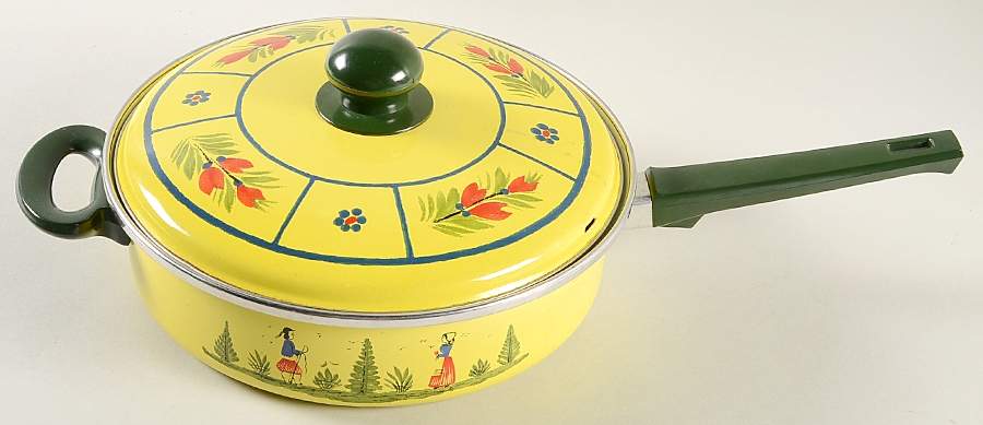 Soleil Yellow (Octagonal, Lady) 10" Metal Skillet & Lid by Quimper-1