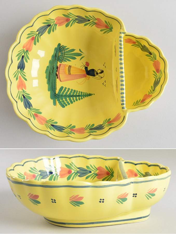 Soleil Yellow (Octagonal, Lady) 1 Piece Chip & Dip by Quimper-1