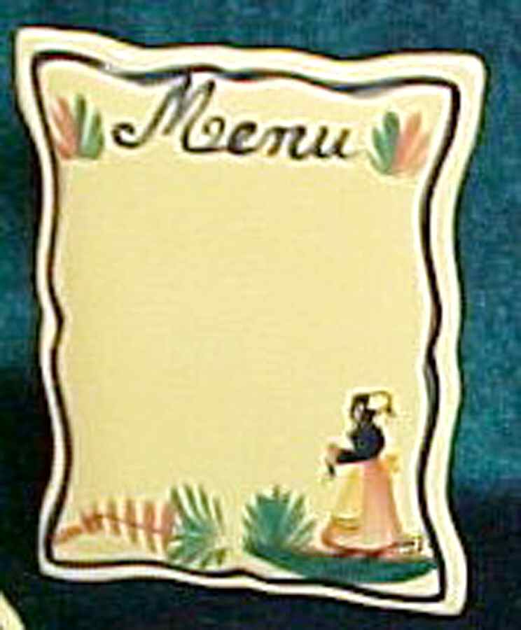 Soleil Yellow (Octagonal, Lady) Menu Plaque by Quimper-1