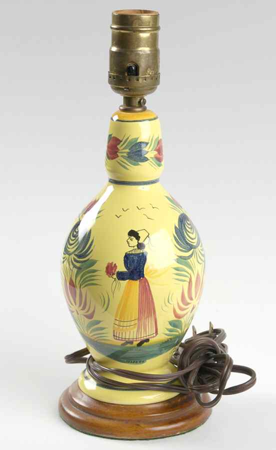 Soleil Yellow (Octagonal, Lady) Electric Lamp No Shade by Quimper-1
