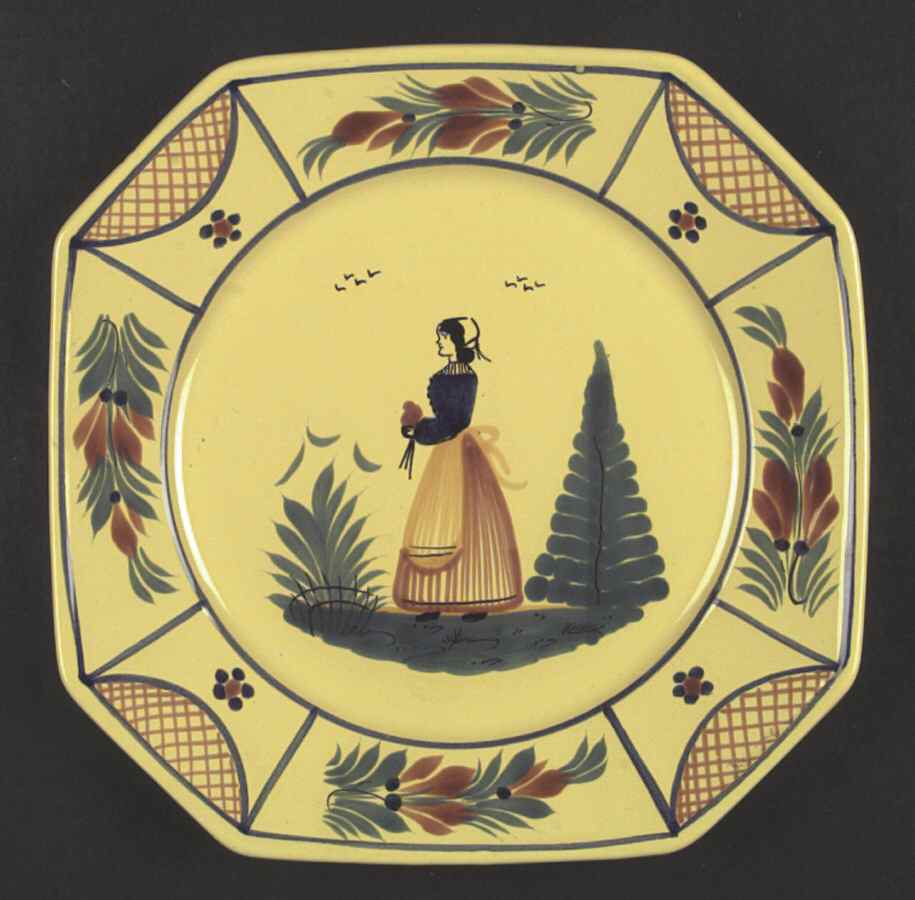 Soleil Yellow (Octagonal, Lady) Dinner Plate by Quimper-1