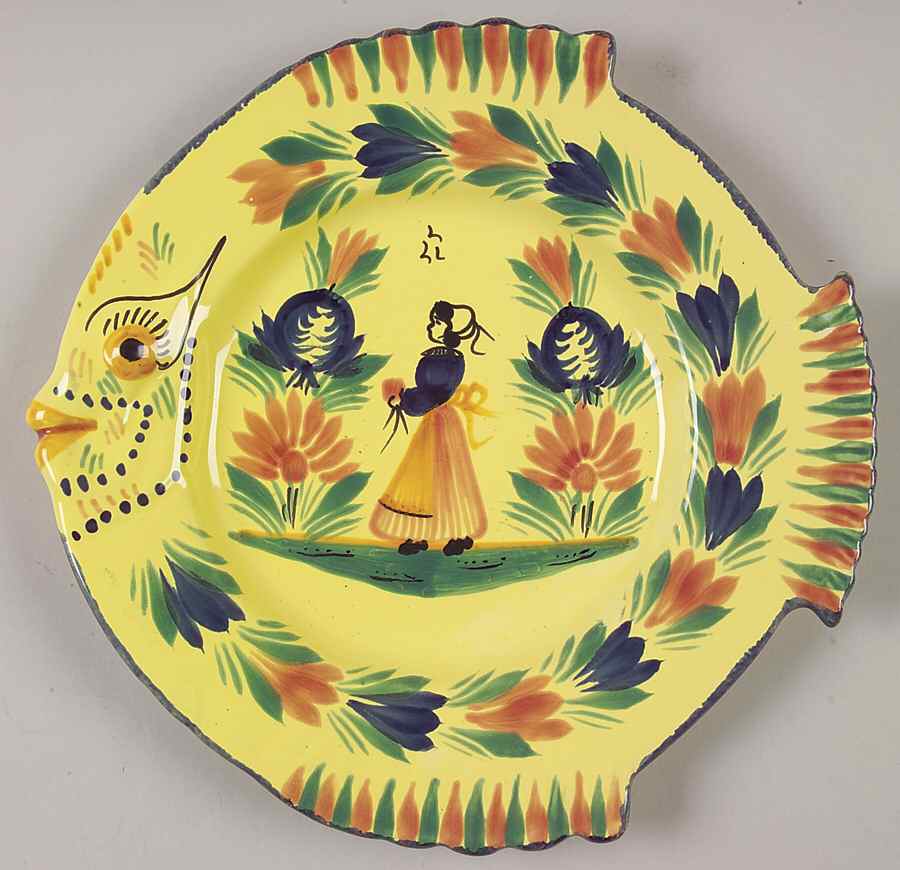 Soleil Yellow (Octagonal, Lady) Large Fish Dish by Quimper-1