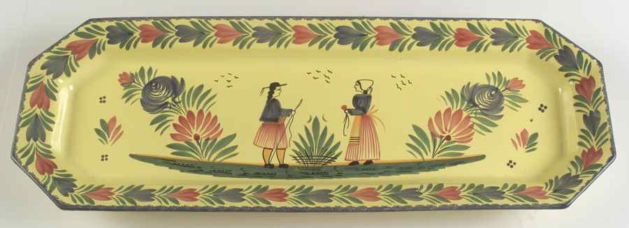 Soleil Yellow (Octagonal, Lady) 24" Fish Platter by Quimper-1