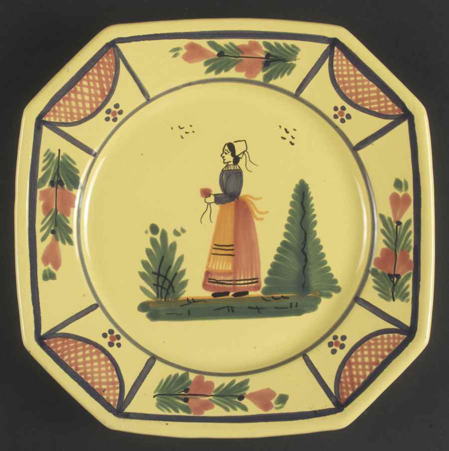 Soleil Yellow (Octagonal, Lady) Luncheon Plate by Quimper-1
