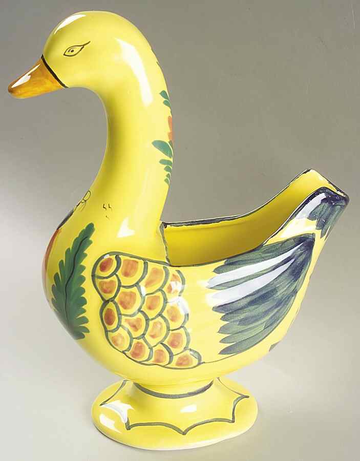 Soleil Yellow (Octagonal, Lady) Duck Planter by Quimper-1