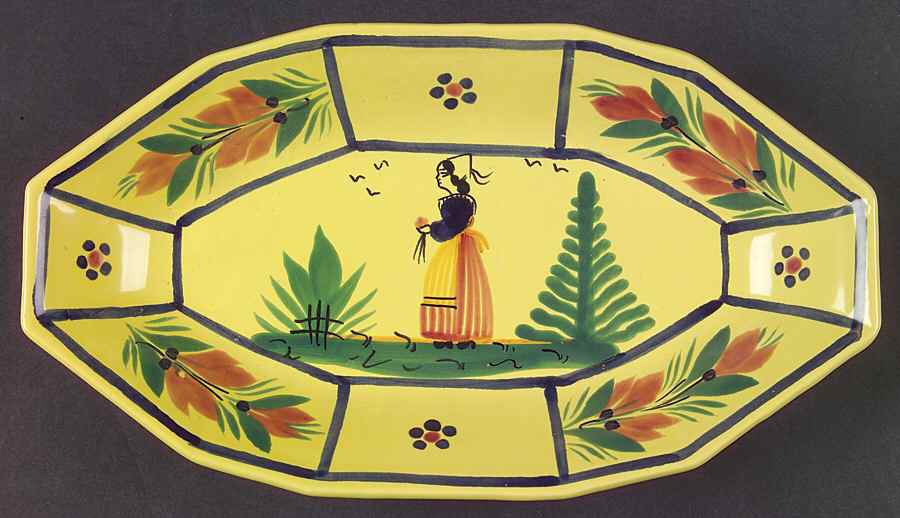 Soleil Yellow (Octagonal, Lady) Relish by Quimper-1