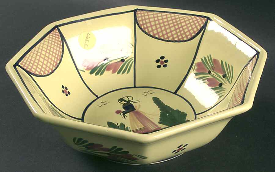 Soleil Yellow (Octagonal, Lady) 9" Round Vegetable Bowl by Quimper-1