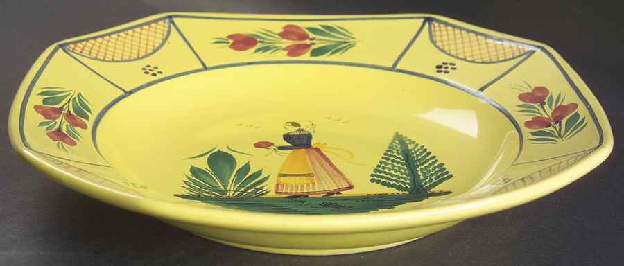 Soleil Yellow (Octagonal, Lady) Large Rim Soup Bowl by Quimper-1