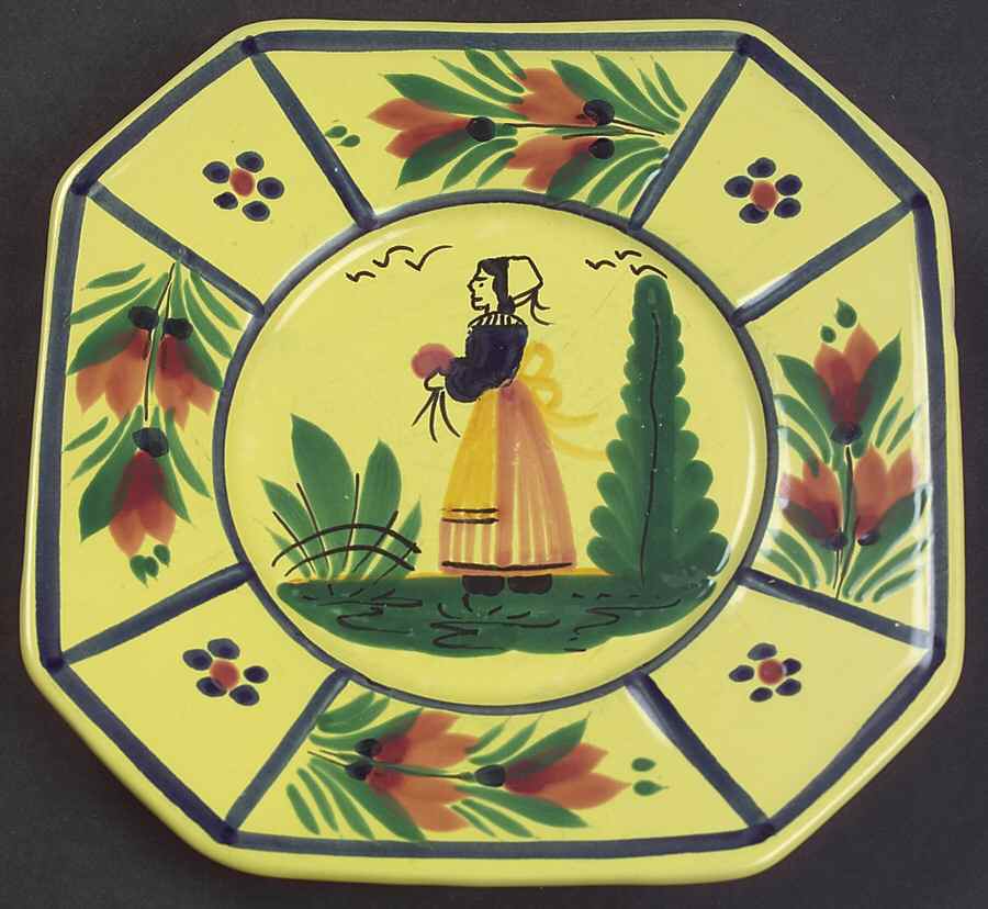 Soleil Yellow (Octagonal, Lady) Bread & Butter Plate by Quimper-1