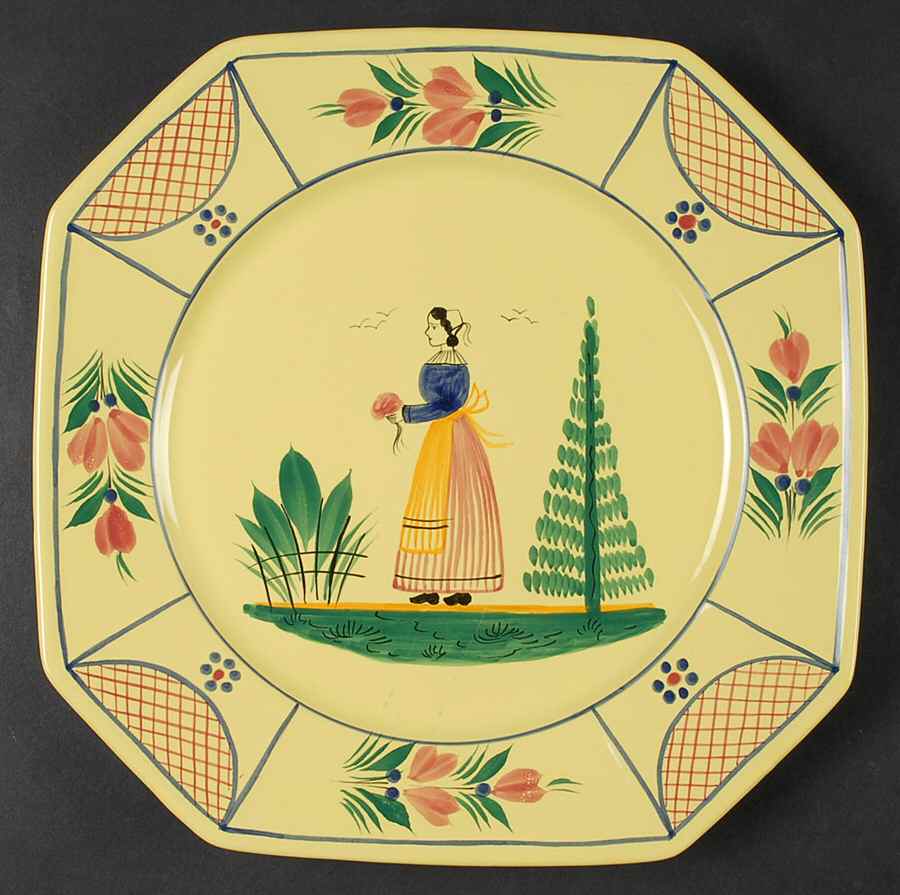 Soleil Yellow (Octagonal, Lady) Dinner Plate by Quimper-1