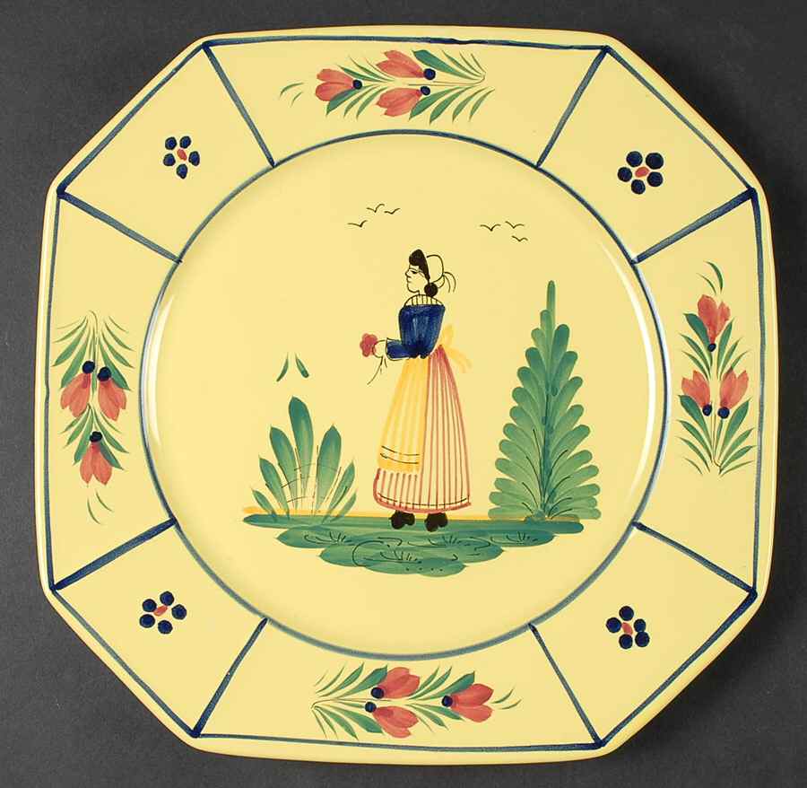 Soleil Yellow (Octagonal, Lady) Dinner Plate by Quimper-1