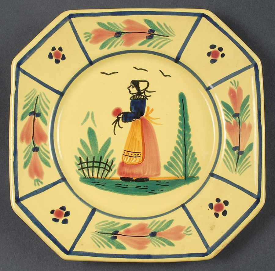 Soleil Yellow (Octagonal, Lady) Salad Plate by Quimper-1