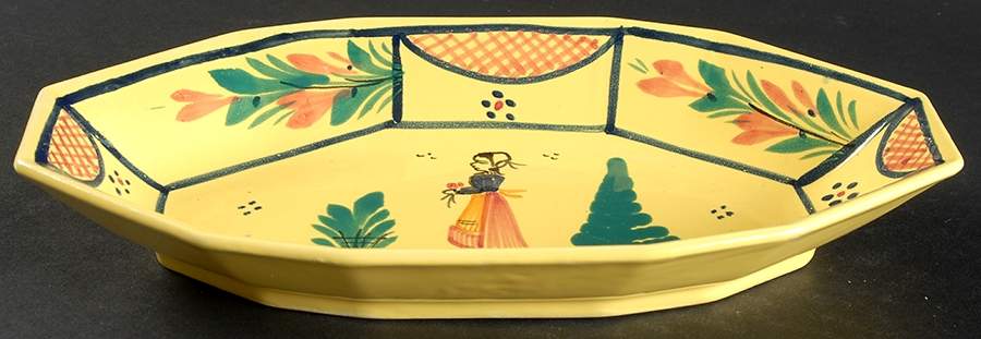 Soleil Yellow (Octagonal, Lady) Relish by Quimper-1