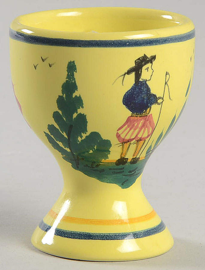 Soleil Yellow (Round) Single Egg Cup by Quimper-1