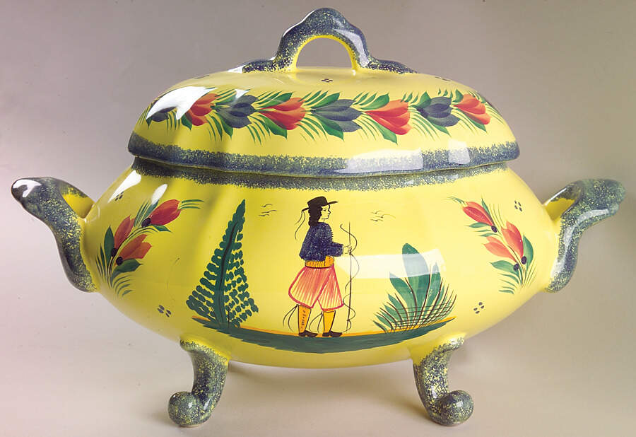 Soleil Yellow (Round) Tureen &  Lid by Quimper-1