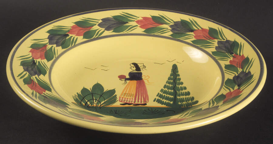 Soleil Yellow (Round) Large Rim Soup Bowl by Quimper-1