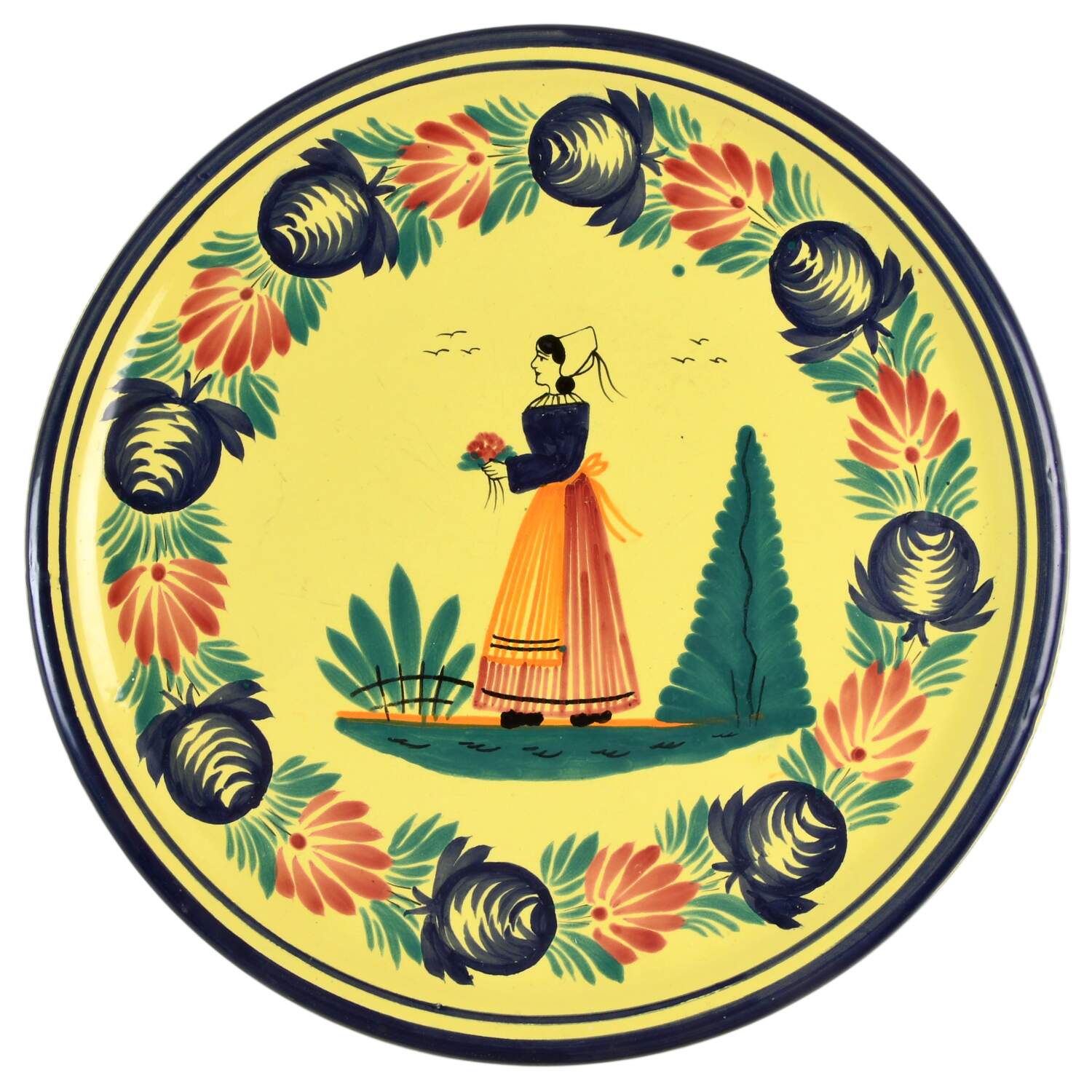 Soleil Yellow (Round) Cake Plate by Quimper-1