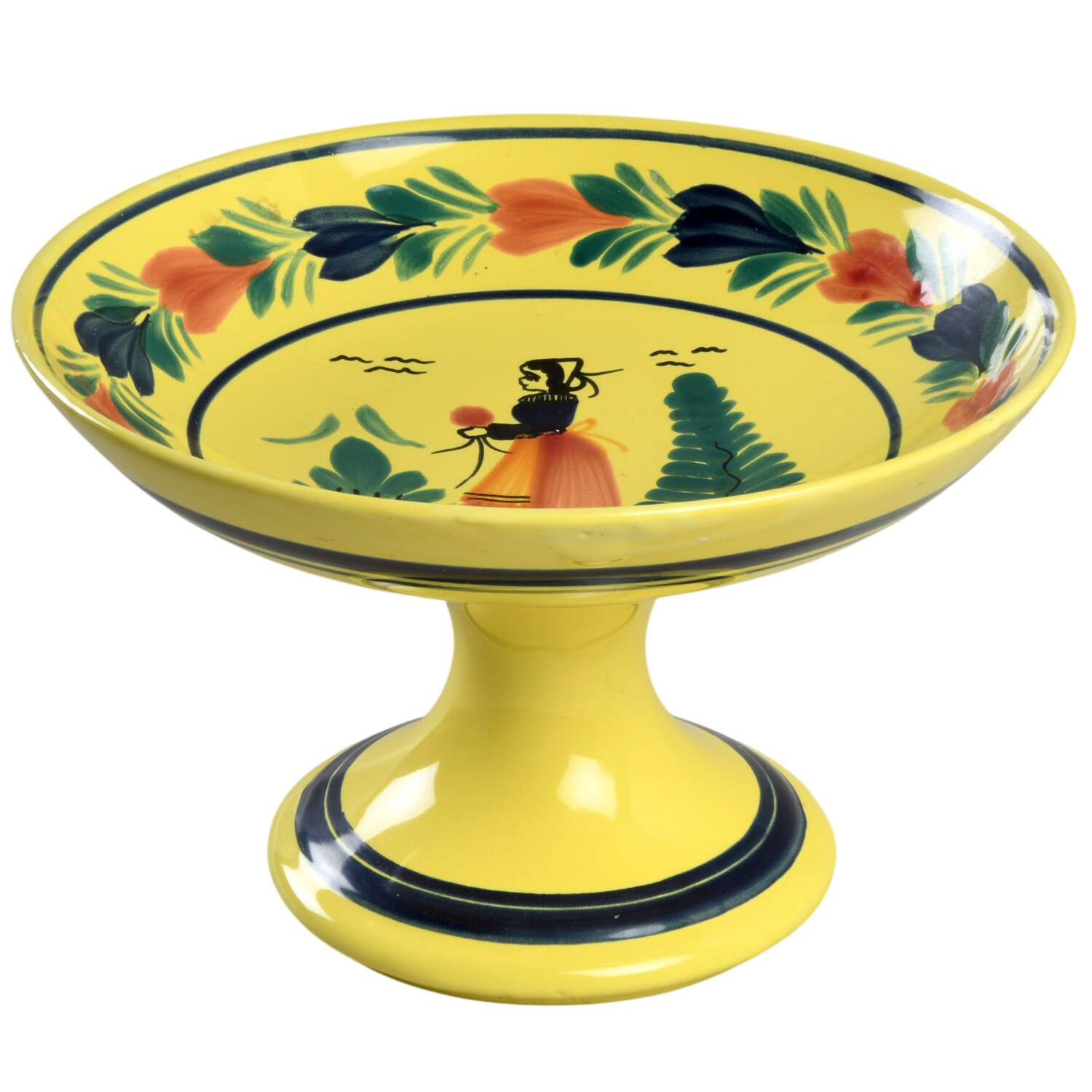 Soleil Yellow (Round) Round Compote (Height X Width) by Quimper-1