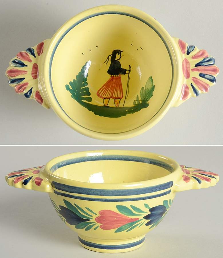 Soleil Yellow (Round) Lugged Cereal Bowl by Quimper-1