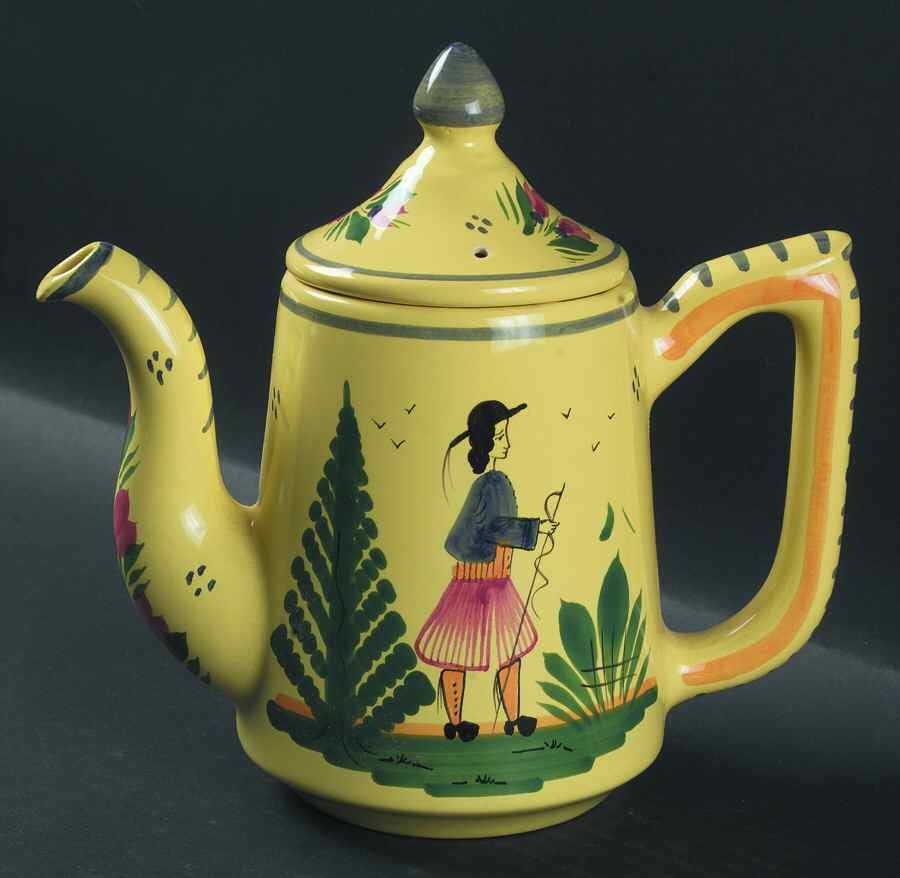 Soleil Yellow (Round) Coffee Pot & Lid by Quimper-1