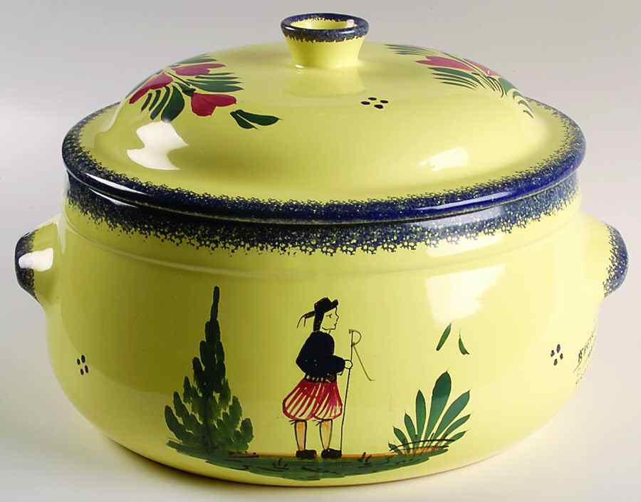 Soleil Yellow (Round) 3.75 Quart Round Covered Casserole by Quimper-1