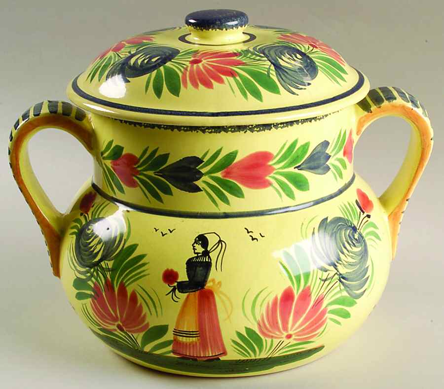 Soleil Yellow (Round) Cookie Jar & Lid by Quimper-1