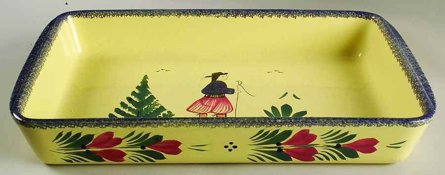 Soleil Yellow (Round) 14" Rectangular Baker by Quimper-1