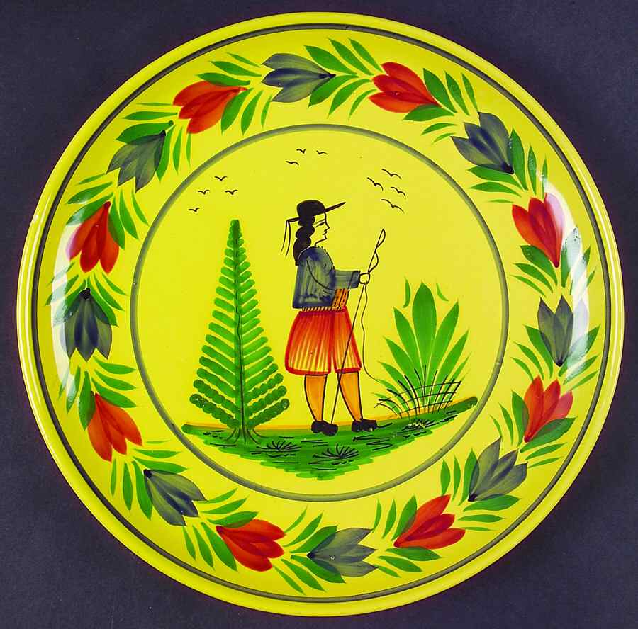 Soleil Yellow (Round) Pierced Berry Bowl, Underplate Only by Quimper-1