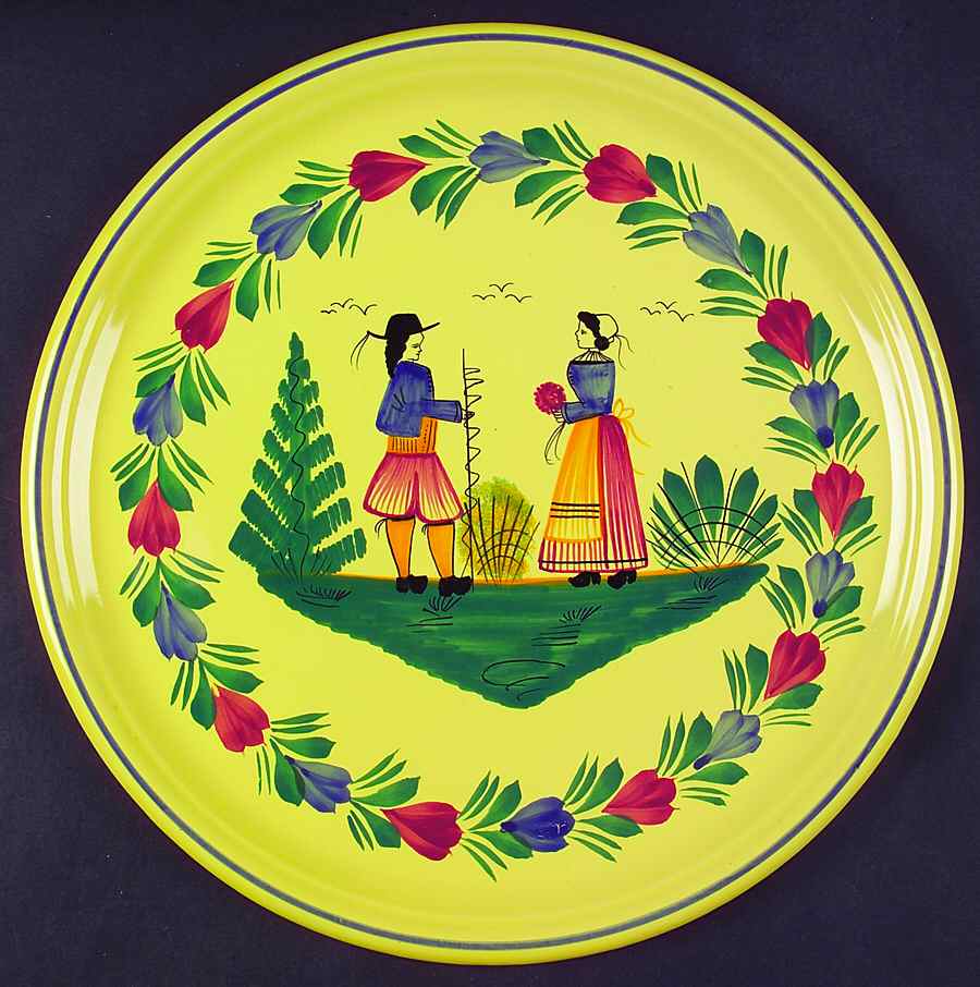 Soleil Yellow (Round) Cake Plate by Quimper-1