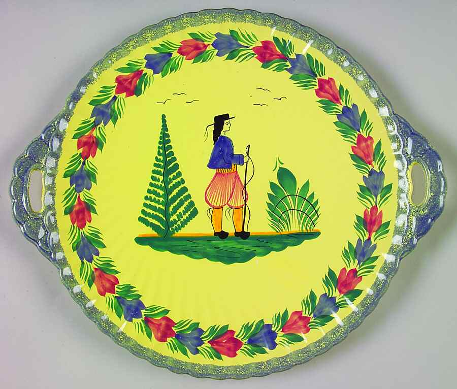 Soleil Yellow (Round) Handled Cake Plate by Quimper-1