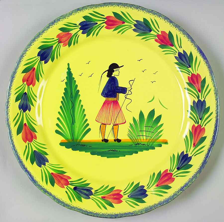 Soleil Yellow (Round) 12" Chop Plate (Round Platter) by Quimper-1