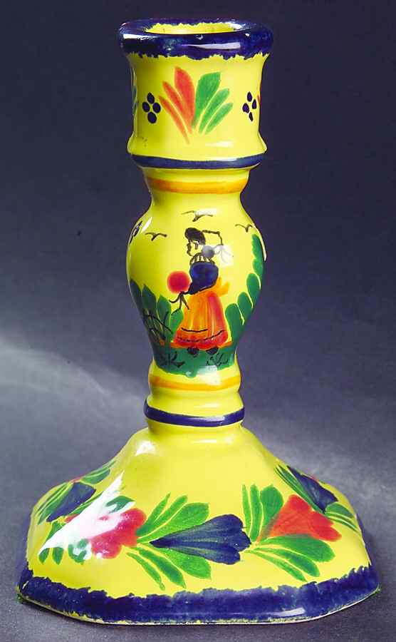 Soleil Yellow (Round) 5" Candlestick by Quimper-1