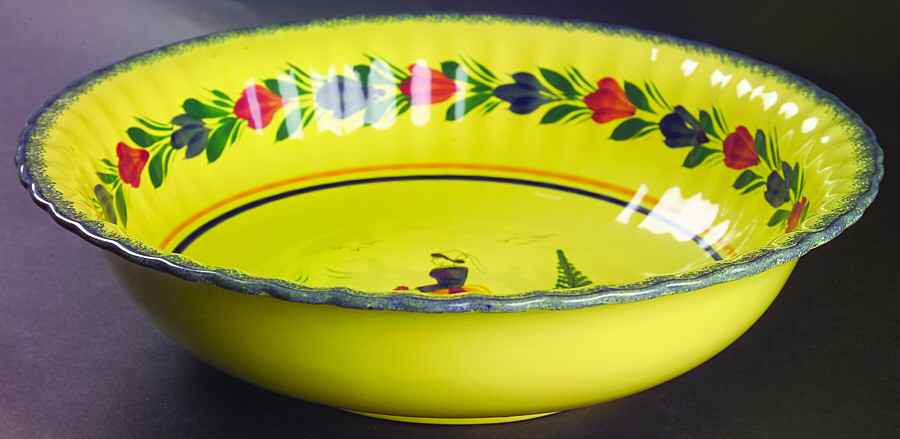 Soleil Yellow (Round) 13" Large Salad Serving Bowl by Quimper-1