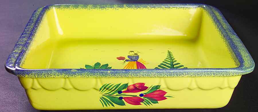 Soleil Yellow (Round) 11" Square Baker by Quimper-1