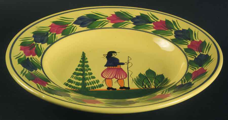 Soleil Yellow (Round) Large Rim Soup Bowl by Quimper-1