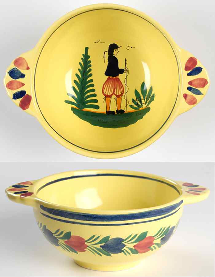Soleil Yellow (Round) Lugged Cereal Bowl by Quimper-1