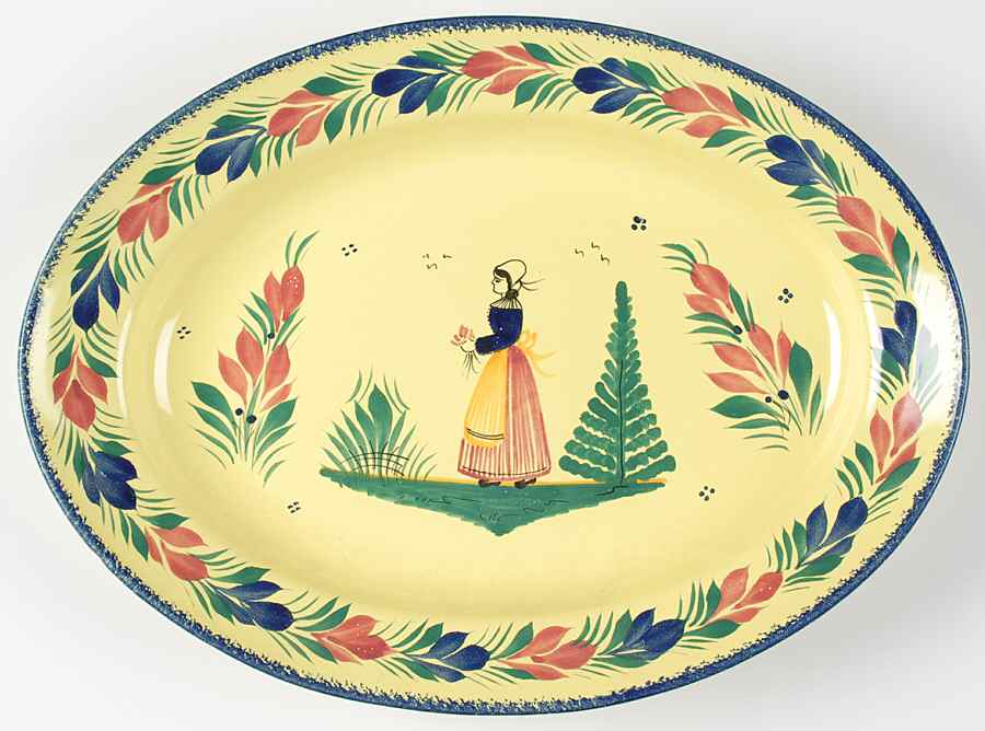 Soleil Yellow (Round) 13" Oval Serving Platter by Quimper-1