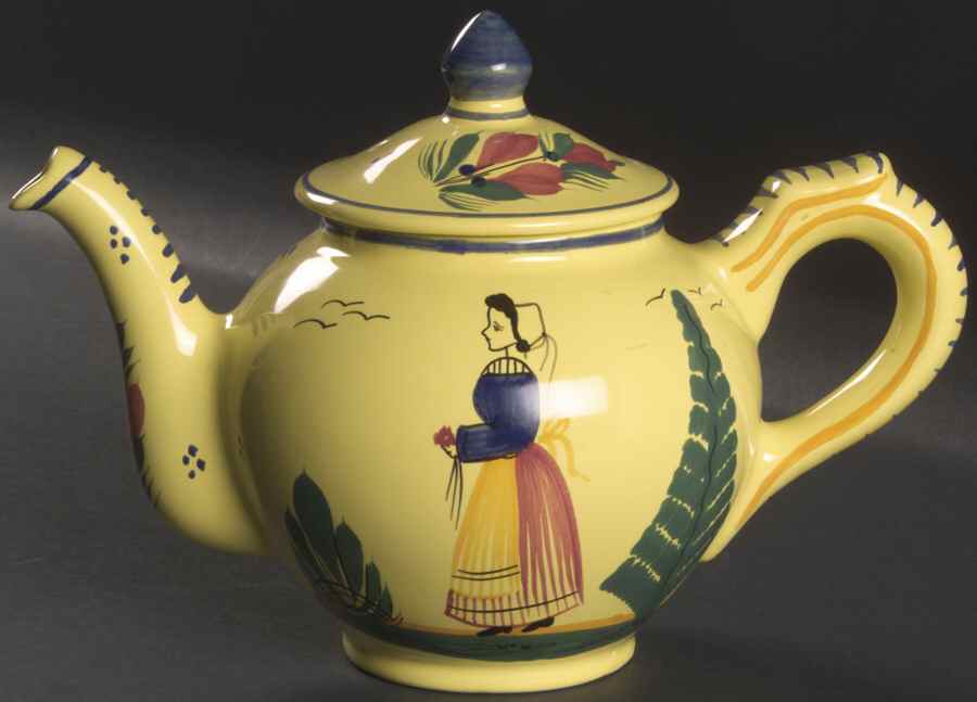 Soleil Yellow (Round) Mini Teapot & Lid by Quimper-1