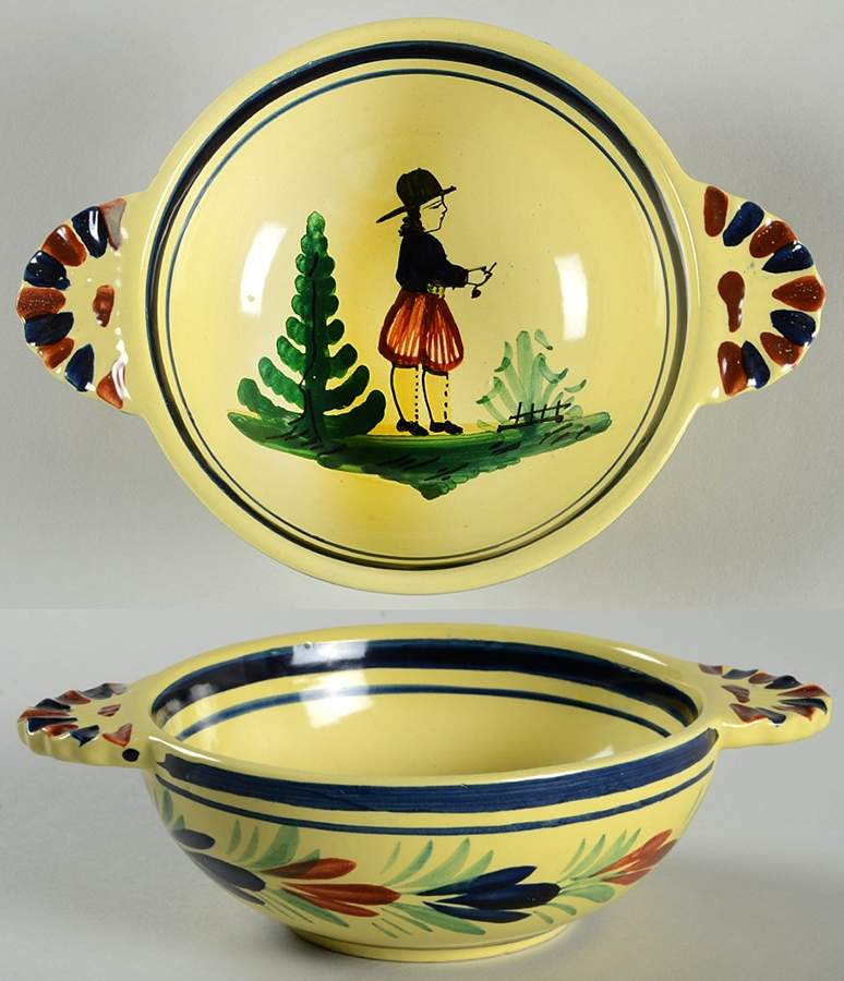 Soleil Yellow (Round) Lugged Cereal Bowl by Quimper-1